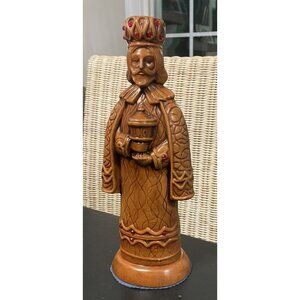 WISE MAN CANDLE HOLDER CHALKWARE CERAMIC MID CENTURY FIGURINE XMAS MCM VINTAGE